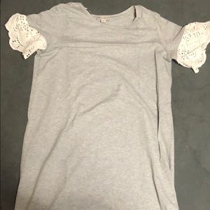 Gray with lace arm shirt dress